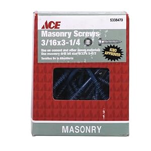 ACE DRYWALL SCREWS 19090ACE SLOTTED HEX HEAD MASONRY SCREWS 3 16x3.25 by