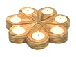 Olive Wood Flower Shape Candle Holders Set