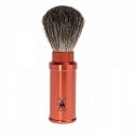 M&Uuml;HLE Pure Badger Hair Travel Shaving Brush Red Anodized Aluminium  Handle &Oslash;21
