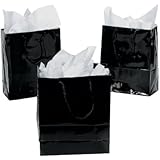 Medium Black Gift Bags (1 Dozen) - Bulk [Toy] (Black)