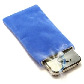 "Desire" Sky Blue Genuine Velour Soft Pouch Case for Samsung Solid Extreme . Luxury Skin / Case / Shell / Cover With Super Fiber Lining for Mobile Phone