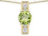 2.05 cts 925 Sterling Silver 14K Yellow Gold Plated Genuine Round Peridot Pendant