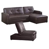 Ore International R8117BRN37 Three Piece Brown Leather Sofa Bed Set with Storage