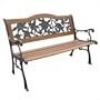 DC America SLP2660BRSP, Rose Resin Back Park Bench, Cast Iron legs, Rust-free Resin Back, and Hardwood Slats, Rust Resistant Bronze Finish