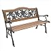 DC America SLP2660BRSP, Rose Resin Back Park Bench, Cast Iron legs, Rust-free Resin Back, and Hardwood Slats, Rust Resistant Bronze Finish