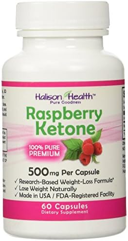 Halison Health Pure Raspberry Ketones 500 mg Capsules, - for Men Women