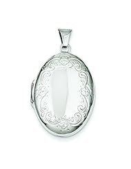 Sterling Silver Oval Locket Pendant Jewelry 32mm