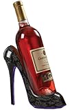 High Heel Shoe Wine Bottle Holder Stylish Black Design Holds One 750ml Wine Bottle - Black Design Print - Ideas In Life TM