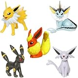 Pokemon 2 Eevees Evolution Figure Bundle (Water-type Vaporeon, Electric-type Jolteon, Fire-type Flareon, Psychic-type Espeon, and Dark-type Umbreon)