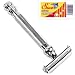 Parker 99R - Long Handle SUPER HEAVYWEIGHT Butterfly Open Double Edge Safety Razor & 10 Shark Super Chrome Blades