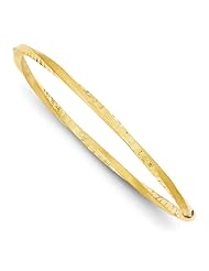 14k Yellow Gold 3mm Satin Finish D/C Twist Slip-on Bangle. Metal Wt- 3.2g