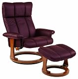 Dutailier Ultramotion Helsinki European Classic Recliner Chair and Ottoman Set, Burgundy