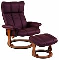 Dutailier Ultramotion Helsinki European Classic Recliner Chair and Ottoman Set - Burgundy