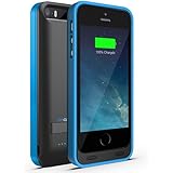Maxboost MAS5-2400B-BLU 2400mAh Atomic S Portable Charger Case for iPhone 5S, 5 - MFI Certified, Matte Black/Blue