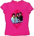 Jonas Brothers Group Photo Crest Juniors Pink Tee Shirt