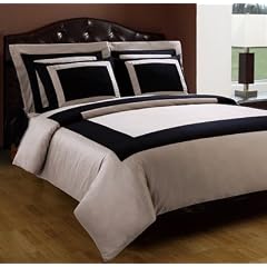 7-PC Taupe Black Extra Long Twin XL size Hotel Dow