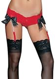 Mini Lace Tanga Panty Sexy Lingerie Intimate Apparel With Polka Dot Bows And Pearl Garter Belt