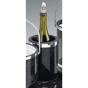 Kraftware 61278 Ebony Marble with Chrome Wine Chiller Deluxe with Bands by Kraftware