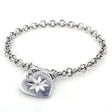 Sterling Silver 'To Grandma With Love' Engraved Heart Charm Bracelet 7.5