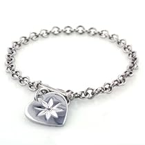 Sterling Silver "To Grandma With Love" Engraved Heart Charm Bracelet 7.5