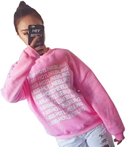 EKIMI Women's Letter Print Long Sleeve Tracksuit Sport Blouse Top Sweatshirt (M)