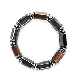 Mens Magnetic Hematite Bracelet with Golden Hexagon Beads 7.5 Mens Magnetic Hematite Bracelet with Golden Hexagon Beads 7.5