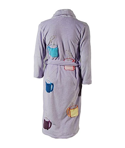 SSL Coffee Cup Embroidered Bathrobe Coral Fleece Bathrobes One Size