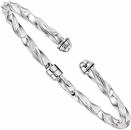 14k White Gold Modern Contemporary Hinged Cuff Bangle Bracelet