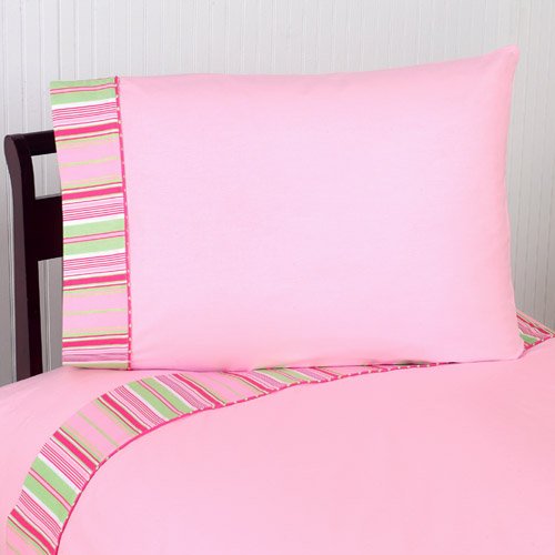 3pc Twin Sheet Set for Pink and Green Jungle Friends Bedding Collection by Sweet Jojo Designs