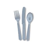 Silver Plastic Cutlery Set (8 Forks, 8 Knives and 8 Spoons)