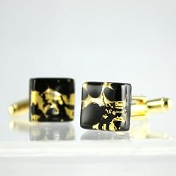 Handmade Murano Glass Cufflinks - Gemelli Black