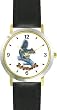 Gray Squirrel JP Animal - WATCHBUDDY&reg; DELUXE TWO-TONE THEME WATCH - Arabic Numbers - Black Leather Strap-Size-Large ( Men's Size or Jumbo Women's Size )