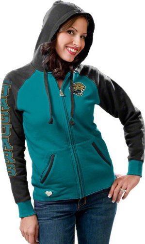 Jacksonville Jaguars Women's Teal Letterman Full-Zip Hooded Sweatshirt