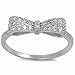 White Cz Bow Tie .925 Sterling Silver Ring Sizes 3-12