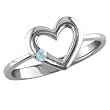 14k White Gold Aquamarine Heart Ring, Size 7