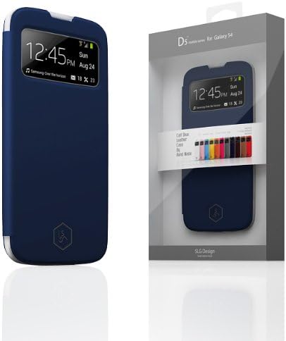 SLG D5 Genuine Italian Leather Case for Samsung Galaxy S4 with Front Window (Navy)