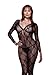Dreamgirl Women's Plus-Size Long-Sleeve Bow Lace Bodystocking