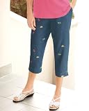 National Tropical Embroidered Denim Capris