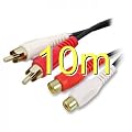 RCA Phono Twin Plugs to Sockets EXTENSION CABLE Audio Lead GOLD 10m