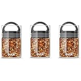 Prepara EVAK Glass Food Storage Container, Black Gloss Handle, Mini: Set of 3