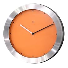 Bai Brushed Aluminum Wall Clock, Signature Orange
