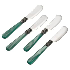 Rosanna Pearlized Green Napoleon Paté Knives, Set of 4 by Rosanna
