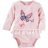 オシュコシュ OSHKOSH/ ラッフルヘムバタフライボディスーツ カラー ロンパース長袖 6ヶ月【並行輸入】