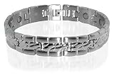 Silver Tone Mens Grand Titanium Magnetic Bracelet 8