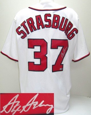 Stephen Strasburg SIGNED Washington Nationals Majestic White Jersey MLB