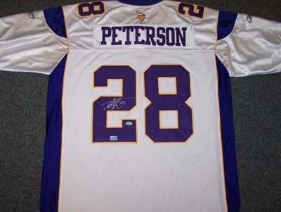 Adrian Peterson Minnesota Vikings NFL Hand Signed Authentic Style White Jersey