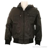 Boys Black Zip Through Leather Hoody Hooded M1T