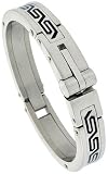 5/8 (15 mm) wide Gent's Surgical Steel Bangle Bracelet, w/ Greek Key Pattern