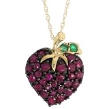 10k Gold 18 Chain and 5 8 (16mm) tall Strawberry Pendant, w 1.00 Total Carat Weight Brilliant Cut...
