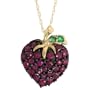 10k Gold 18 in. Chain & 5/8 in. (16mm) tall Strawberry Pendant, w/1.00 Total Carat Weight Brilliant Cut Emerald & Ruby Stones